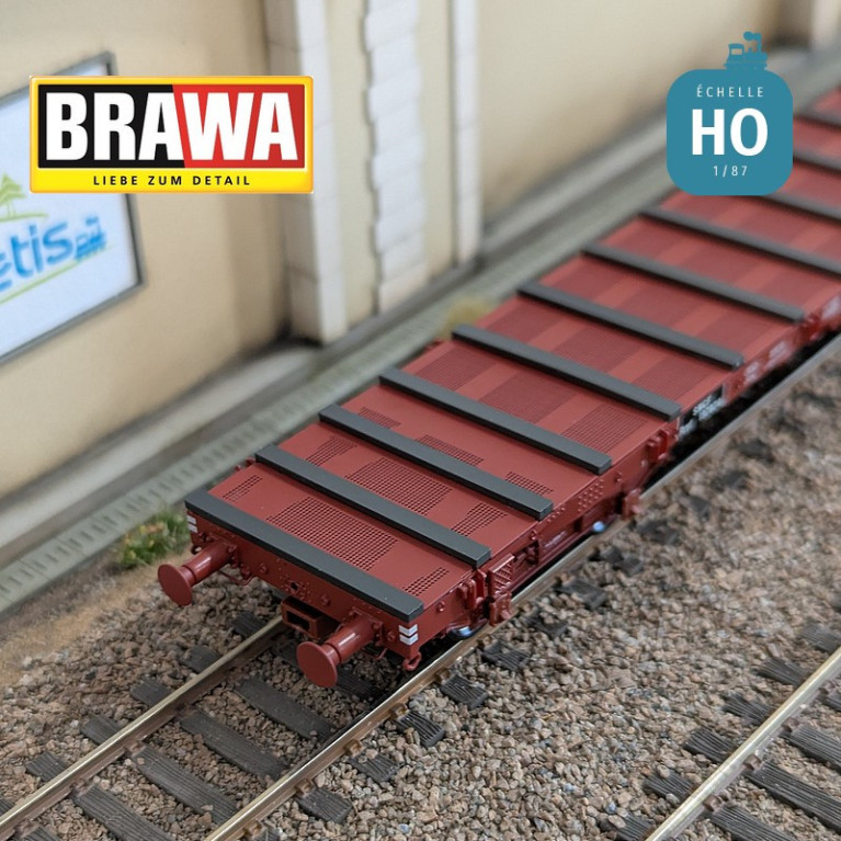 Wagon plat à bogies Rryf SNCF Ep III Brawa 50658 - Maketis Wagon plat à bogies Rryf SNCF Ep III Brawa 50658 - Maketis