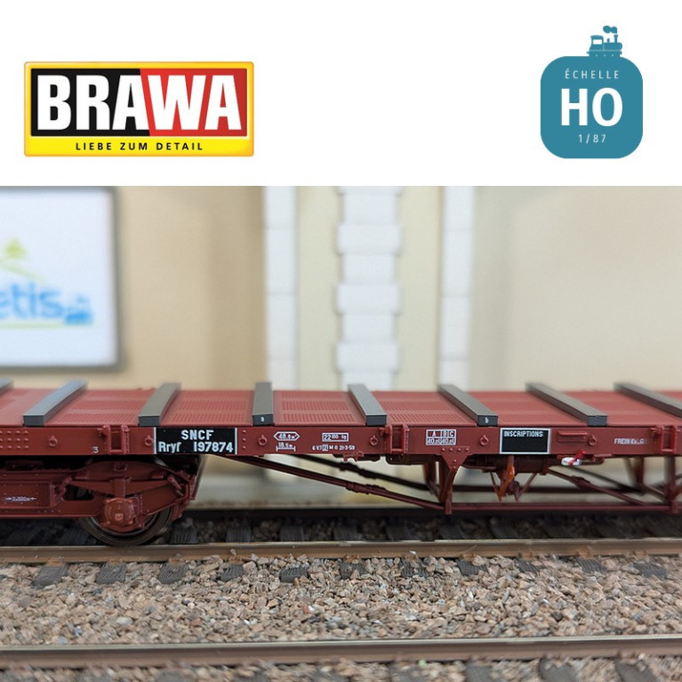 Wagon plat à bogies Rryf SNCF Ep III Brawa 50658 - Maketis Wagon plat à bogies Rryf SNCF Ep III Brawa 50658 - Maketis