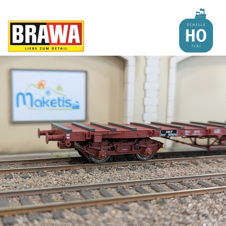 Wagon plat à bogies Rryf SNCF Ep III Brawa 50658 - Maketis Wagon plat à bogies Rryf SNCF Ep III Brawa 50658 - Maketis