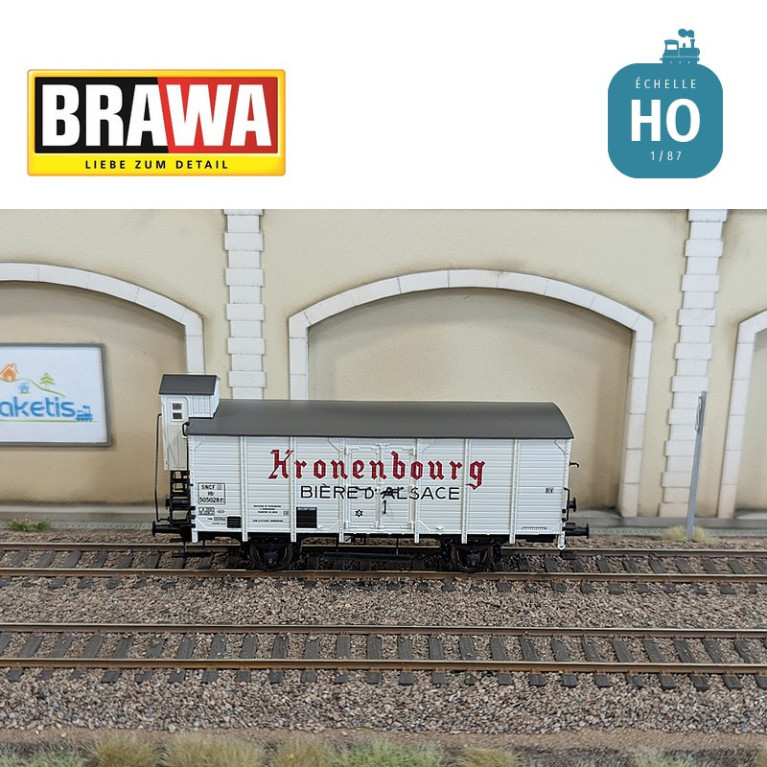 Wagon couvert type Hlf "Kronenbourg" SNCF Ep III HO Brawa 50994 - Maketis