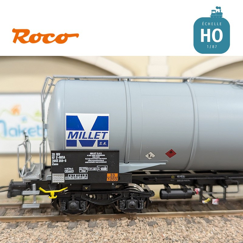 Set 3 wagons citernes 95m3 type Zacns MILLET Ep VI HO Roco 6600091 - Maketis