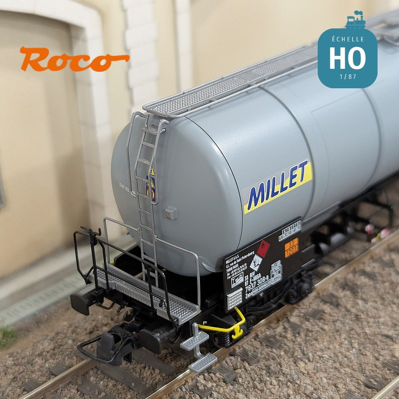 Set 3 wagons citernes 95m3 type Zacns MILLET Ep VI HO Roco 6600091 - Maketis