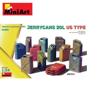 Jerrycan de 20L (12 pcs) type US WWII 1/24 MiniArt 24006 - Maketis