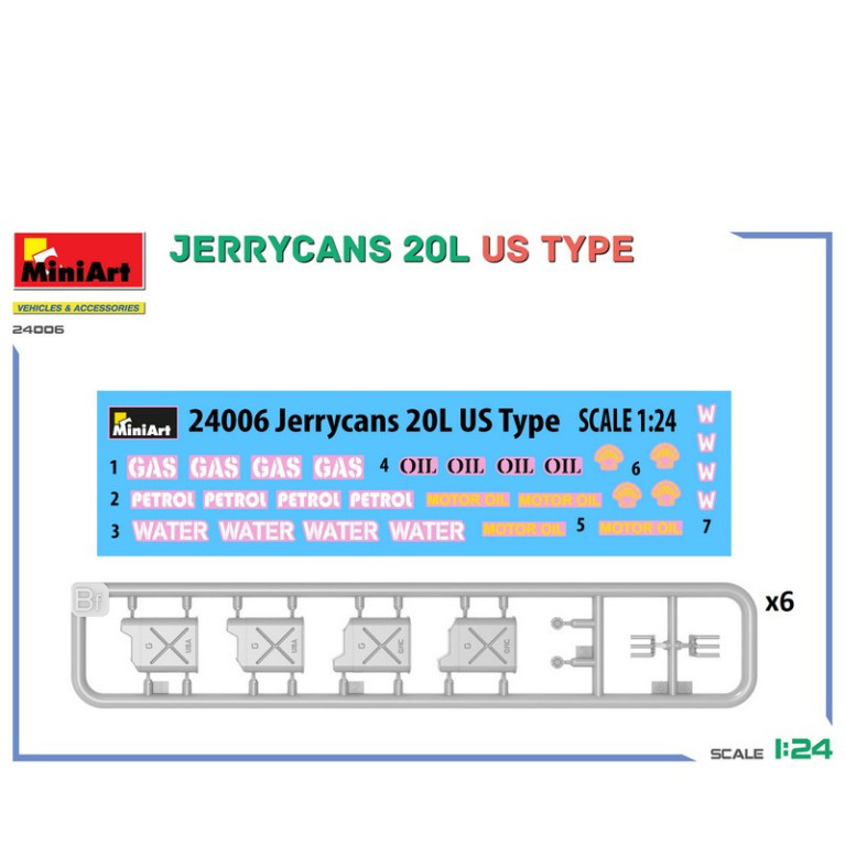 Jerrycan de 20L (12 pcs) type US WWII 1/24 MiniArt 24006 - Maketis