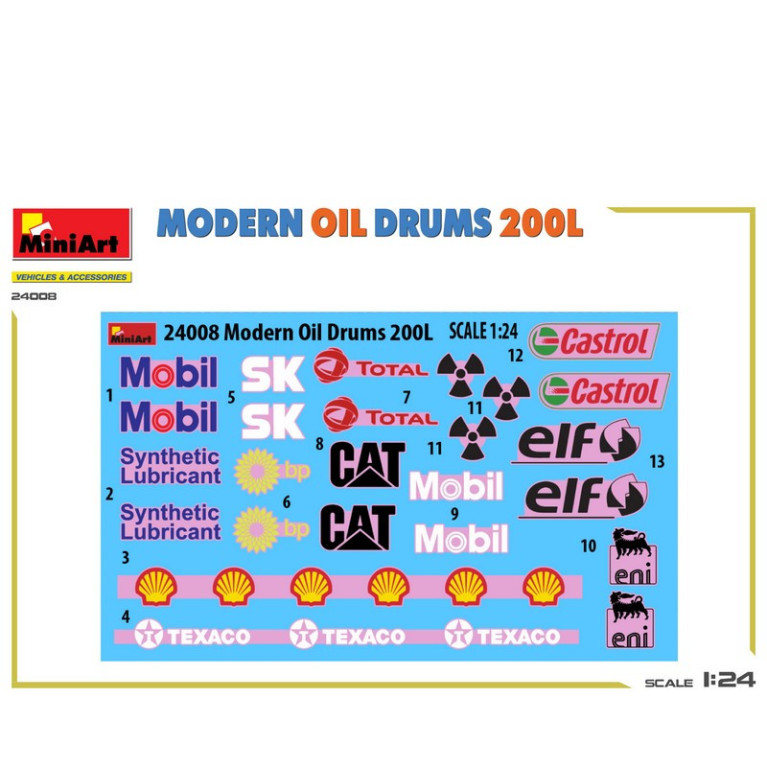 Futs de 200L de pétrole modernes 6 pcs 1/24 MiniArt 24008 - Maketis