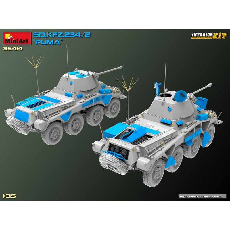 Véhicule blindé allemand Sd.Kfz.234/2 "Puma" Interior Kit WWII  1/35 MiniArt 35414 - Maketis