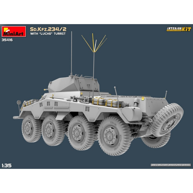 Véhicule blindé allemand Sd.Kfz.234/2 avec tourelle "Luchs" Interior Kit WWII  1/35 MiniArt 35416 - Maketis