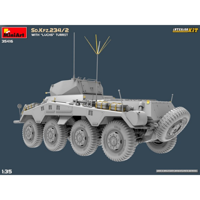 Véhicule blindé allemand Sd.Kfz.234/2 avec tourelle "Luchs" Interior Kit WWII  1/35 MiniArt 35416 - Maketis
