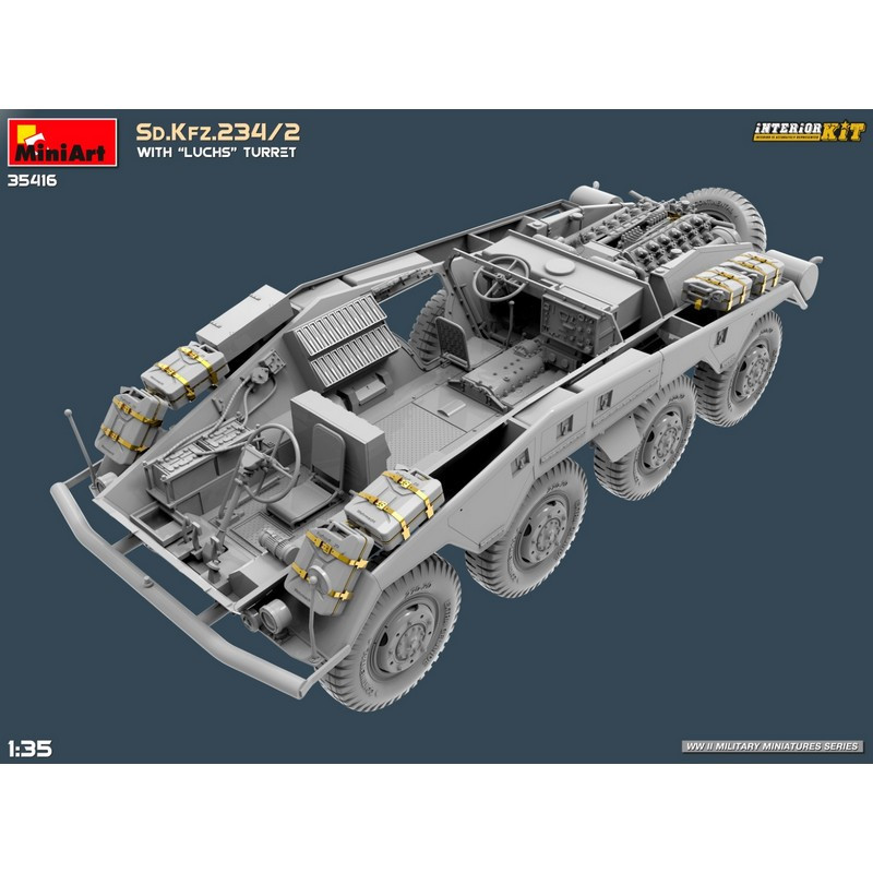 Véhicule blindé allemand Sd.Kfz.234/2 avec tourelle "Luchs" Interior Kit WWII  1/35 MiniArt 35416 - Maketis