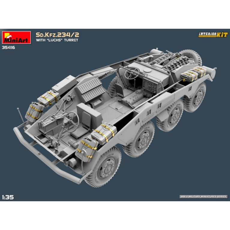 Véhicule blindé allemand Sd.Kfz.234/2 avec tourelle "Luchs" Interior Kit WWII  1/35 MiniArt 35416 - Maketis