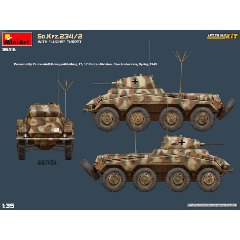 Véhicule blindé allemand Sd.Kfz.234/2 avec tourelle "Luchs" Interior Kit WWII  1/35 MiniArt 35416 - Maketis