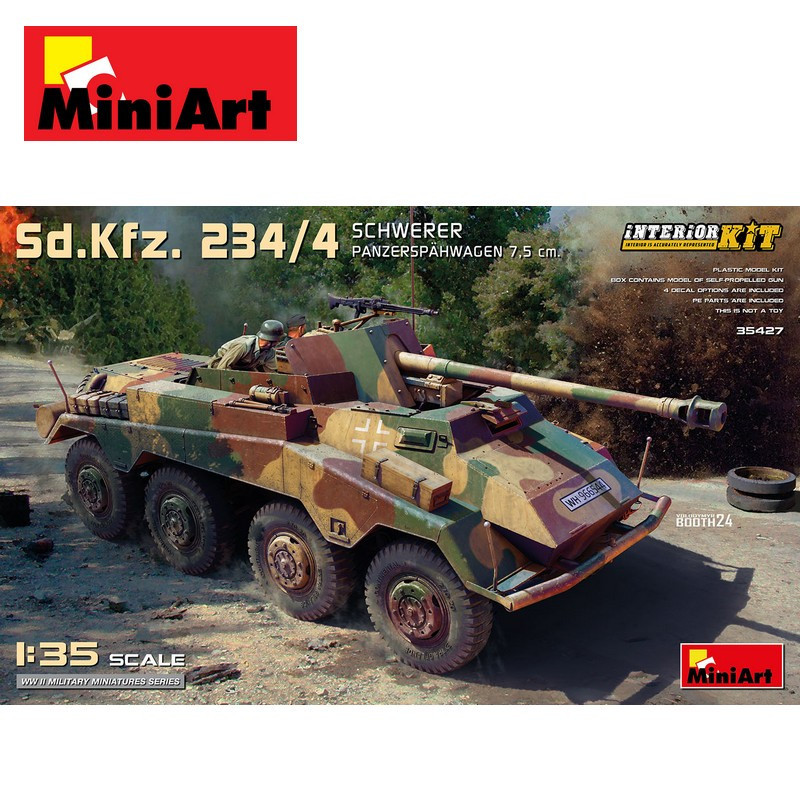 Véhicule blindé allemand Sd. Kfz. 234/4 Schwerer Panzerspähwagen 7.5cm. Interior Kit WWII 1/35 MiniArt 35427 - Maketis