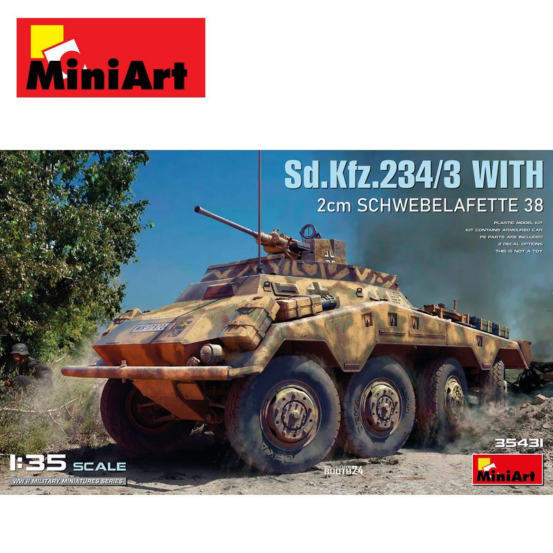 Véhicule blindé allemand Sd. Kfz. 234/3 avec 2cm Schwebelafette 38 WWII 1/35 MiniArt 35431 - Maketis