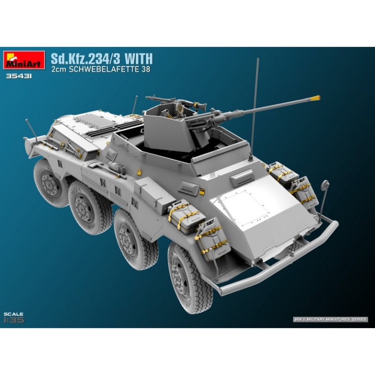 Véhicule blindé allemand Sd. Kfz. 234/3 avec 2cm Schwebelafette 38 WWII 1/35 MiniArt 35431 - Maketis