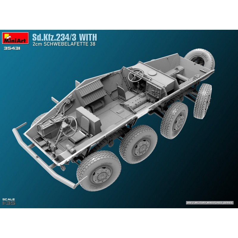 Véhicule blindé allemand Sd. Kfz. 234/3 avec 2cm Schwebelafette 38 WWII 1/35 MiniArt 35431 - Maketis
