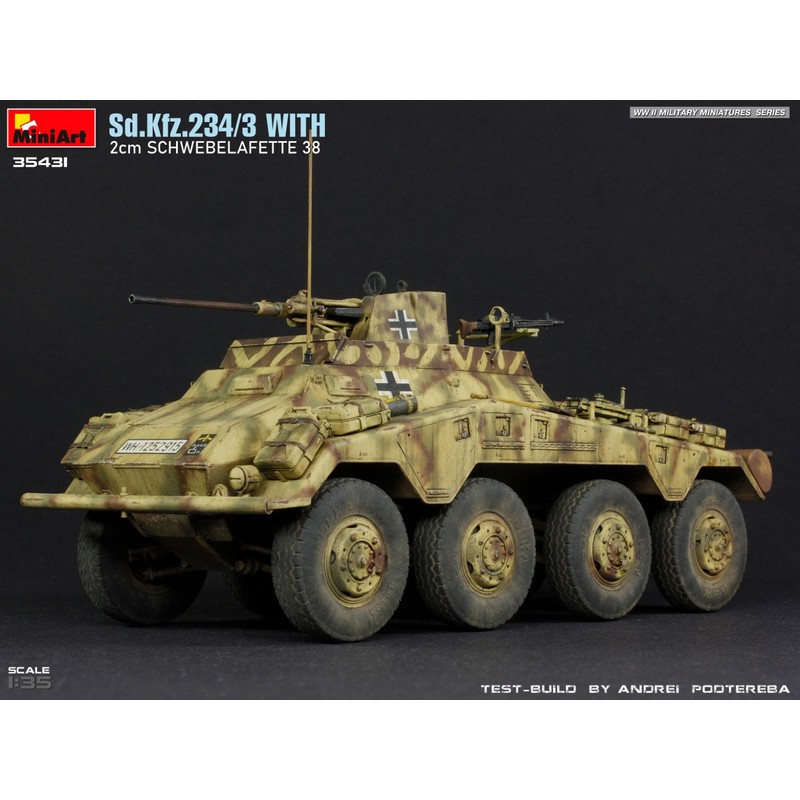 Véhicule blindé allemand Sd. Kfz. 234/3 avec 2cm Schwebelafette 38 WWII 1/35 MiniArt 35431 - Maketis