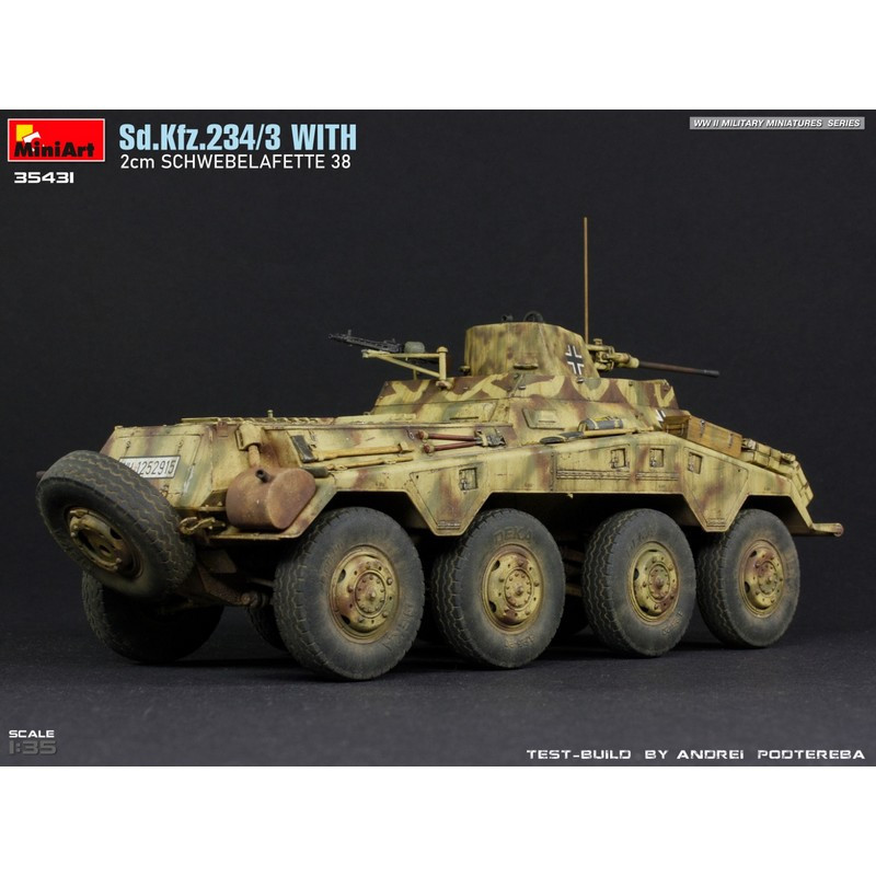 Véhicule blindé allemand Sd. Kfz. 234/3 avec 2cm Schwebelafette 38 WWII 1/35 MiniArt 35431 - Maketis