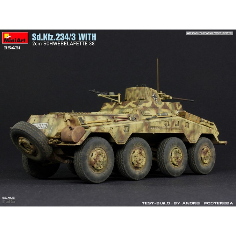 Véhicule blindé allemand Sd. Kfz. 234/3 avec 2cm Schwebelafette 38 WWII 1/35 MiniArt 35431 - Maketis