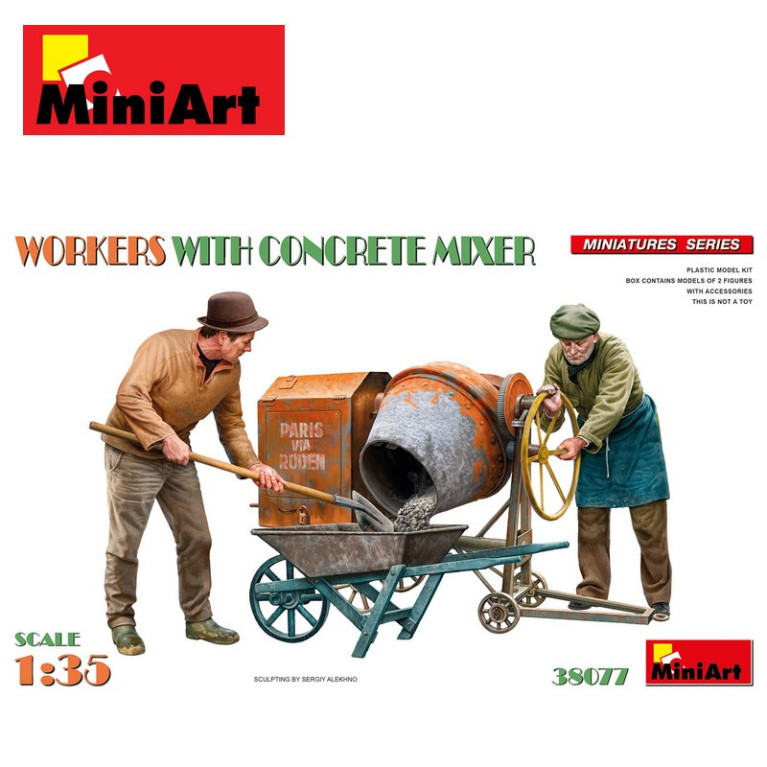 Travailleurs avec bétonnière 1/35 MiniArt 38077 - Maketis