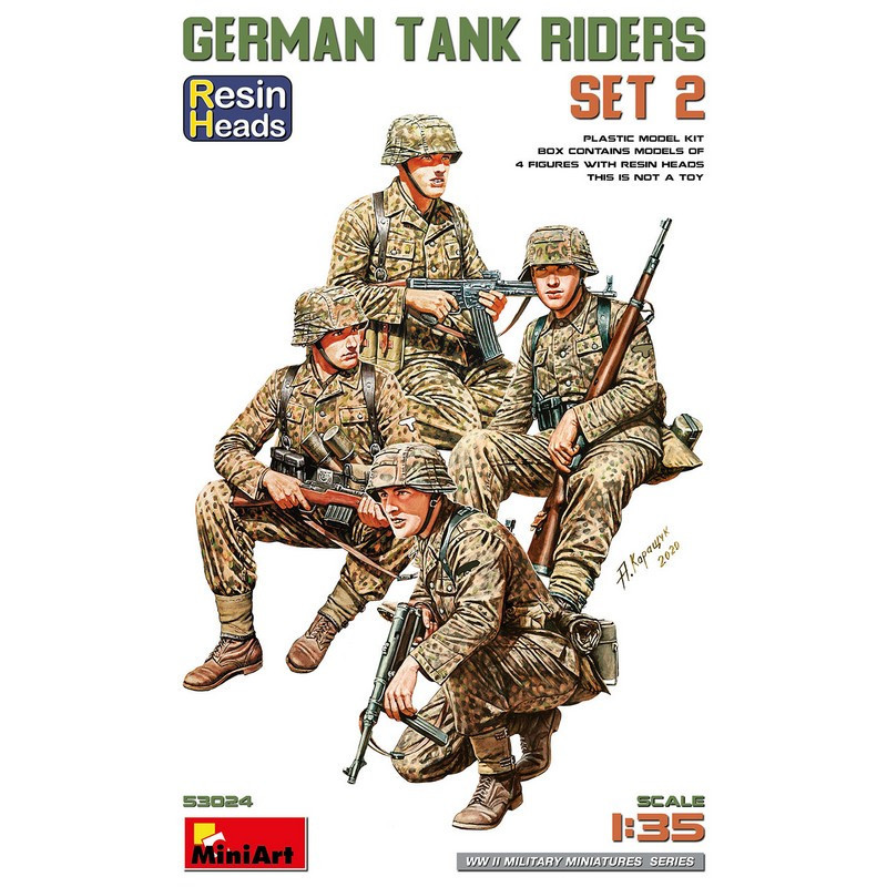 Soldats allemands en position assis sur un char Set 2 WWII 1/35 MiniArt 53024 - Maketis