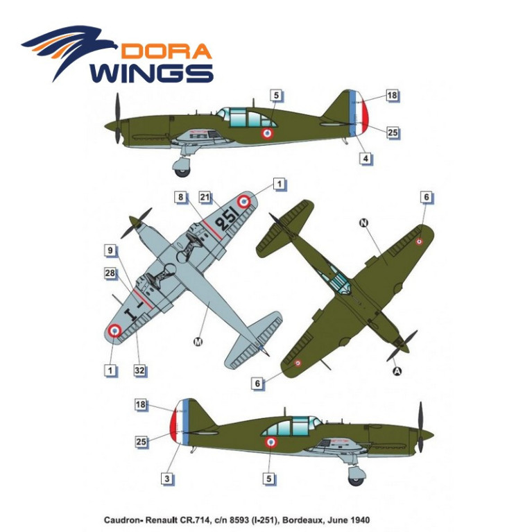 Avion de chasse français Caudron-Renault CR.714 WWII 1/48 Dora Wings 48047 - Maketis