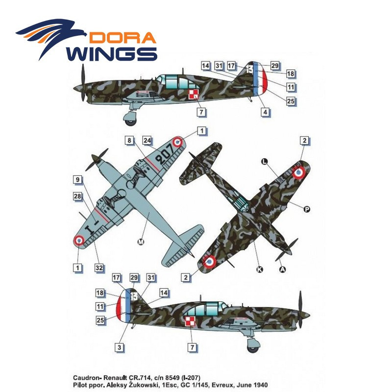 Avion de chasse français Caudron-Renault CR.714 WWII 1/48 Dora Wings 48047 - Maketis