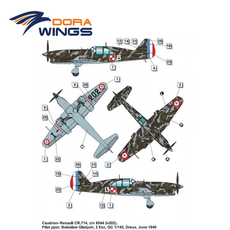 Avion de chasse français Caudron-Renault CR.714 WWII 1/48 Dora Wings 48047 - Maketis