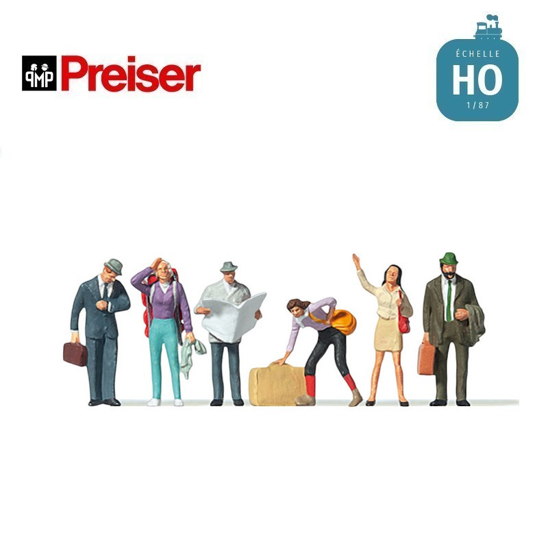 Passagers sur le quai HO Preiser 10379 - Maketis