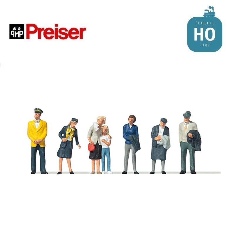 Passagers et steward HO Preiser 10382 - Maketis