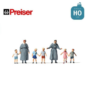 Soeurs protestantes enfants HO Preiser 10533 - Maketis