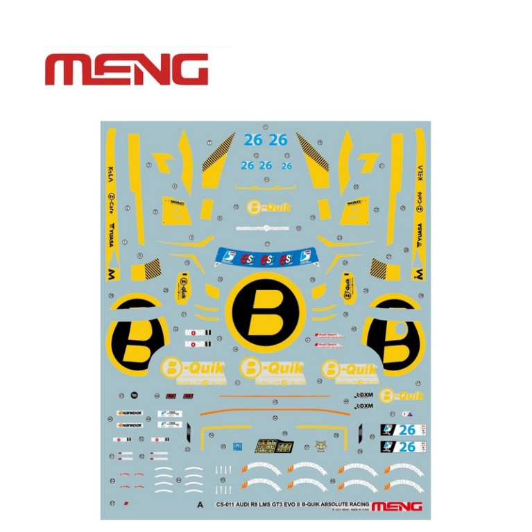 Voiture AUDI R8 LMS GT3 EVO II B-Quik Absolute Racing 1/24 Meng-Model CS-011 - Maketis Voiture AUDI R8 LMS GT3 EVO II B-Quik Absolute Racing 1/24 Meng-Model CS-011 - Maketis