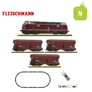 Coffret de départ Digital Z21 Locomotive diesel 221 avec train de fret DB Ep IV N Fleischmann 5170003 - Maketis