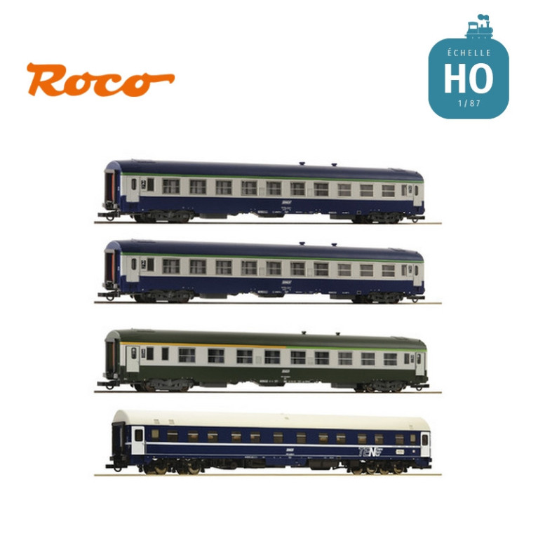 Set de 4 voitures voyageurs "Arlberg-Express" SNCF Ep IV HO Roco 6200080 - Maketis
