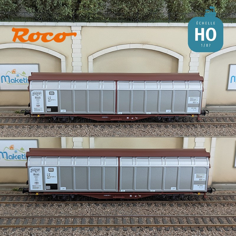 Set de 2 wagons à parois coulissantes DB Ep IV HO Roco 6600111 - Maketis