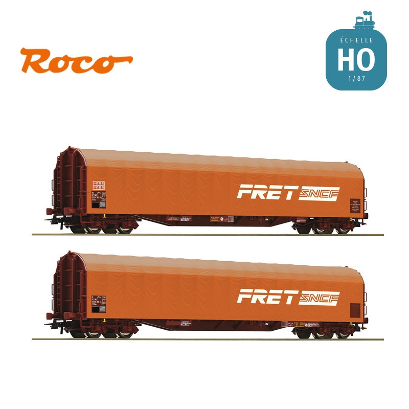 Set de 2 wagons à bâche coulissante Rilns SNCF Ep IV-V HO Roco 6600161 - Maketis