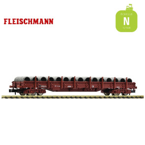 Wagon plat à ranchers mobiles Res avec bobines SNCF EP V-VI HO Fleischmann 6660085 - Maketis