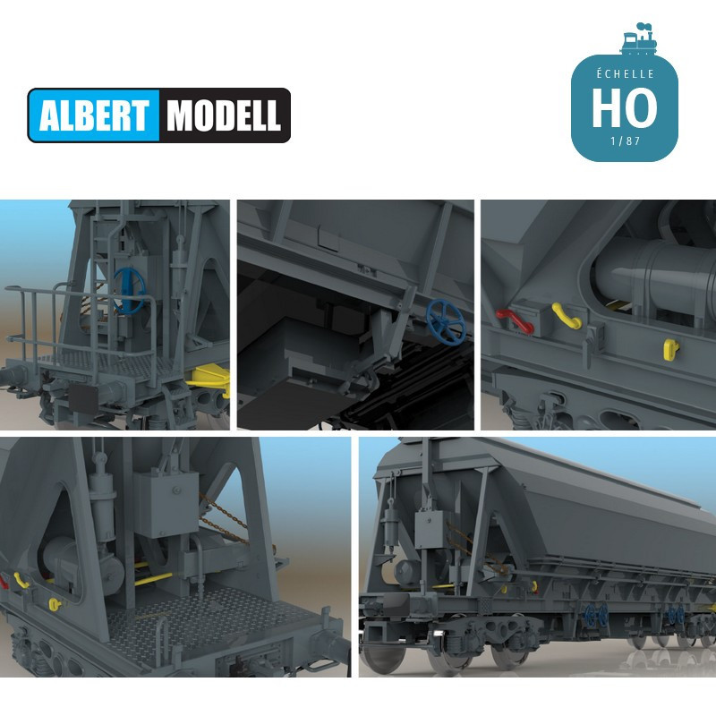 Wagon trémie T90 Tanpps rouge bogies Y25 moulés Ermewa Ep VI HO Albert Modell 065315 - Maketis