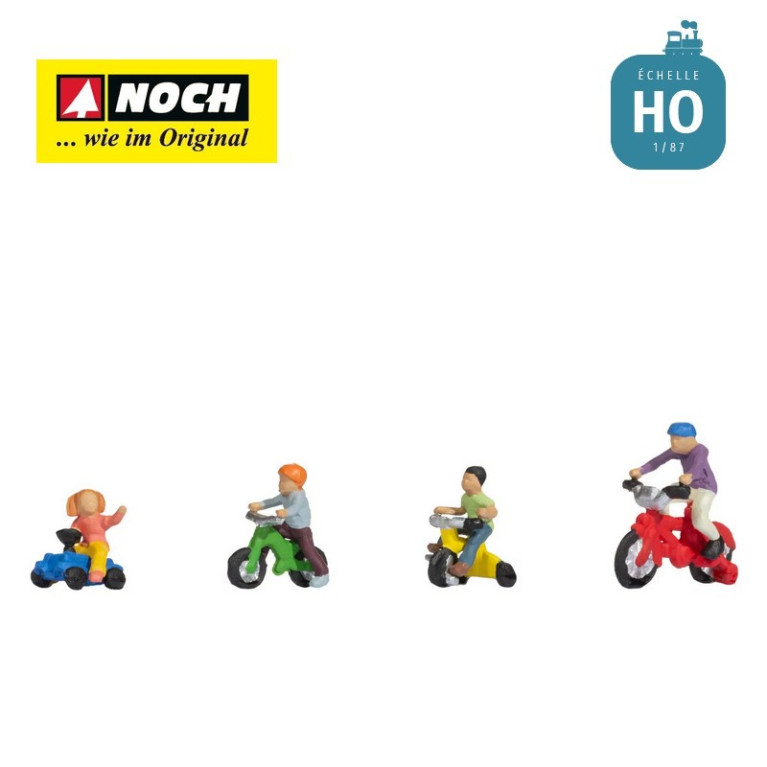 Enfants sur Tricycles et porteurs HO Noch 15908 - Maketis Enfants sur Tricycles et porteurs HO Noch 15908 - Maketis
