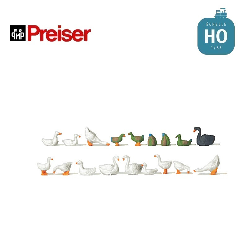 Canards oies cygnes HO Preiser 14167 - Maketis