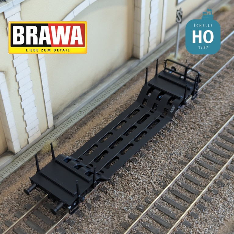 Wagon plat surbaissé à essieux type Uikk631 n°21 80 990 3 909-4 DB AG Ep V HO Brawa 50802 - Maketis Wagon plat surbaissé à essieux type Uikk631 n°21 80 990 3 909-4 DB AG Ep V HO Brawa 50802 - Maketis