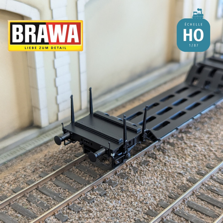 Wagon plat surbaissé à essieux type Uikk631 n°21 80 990 3 909-4 DB AG Ep V HO Brawa 50802 - Maketis Wagon plat surbaissé à essieux type Uikk631 n°21 80 990 3 909-4 DB AG Ep V HO Brawa 50802 - Maketis
