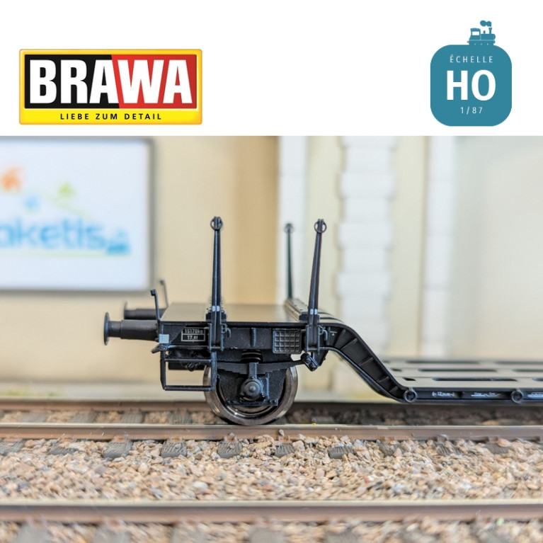 Wagon plat surbaissé à essieux type Uikk631 n°21 80 990 3 909-4 DB AG Ep V HO Brawa 50802 - Maketis Wagon plat surbaissé à essieux type Uikk631 n°21 80 990 3 909-4 DB AG Ep V HO Brawa 50802 - Maketis