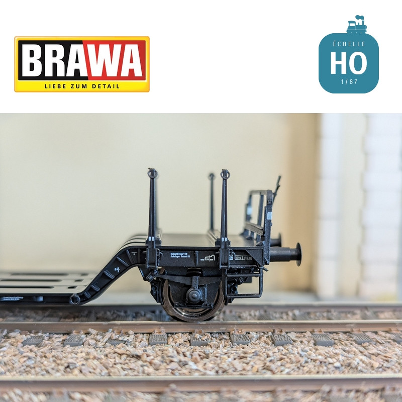 Wagon plat surbaissé à essieux type Uikk631 n°21 80 990 3 909-4 DB AG Ep V HO Brawa 50802 - Maketis