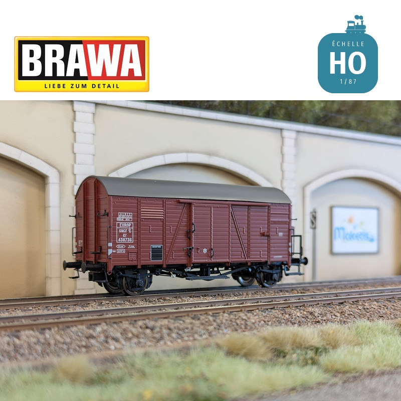 Wagon couvert type Kf "EUROP" n° 438736 SNCF Ep III HO Brawa 50750 - Maketis