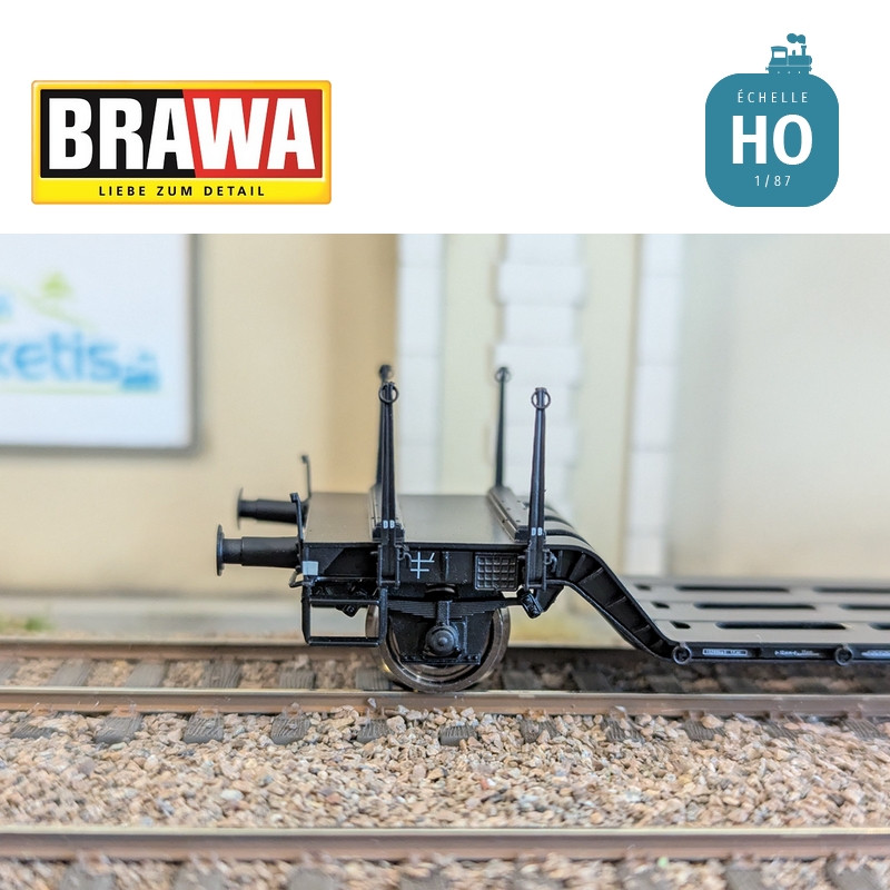 Wagon plat surbaissé à essieux type Uikk631 DB Ep IV HO Brawa 50801