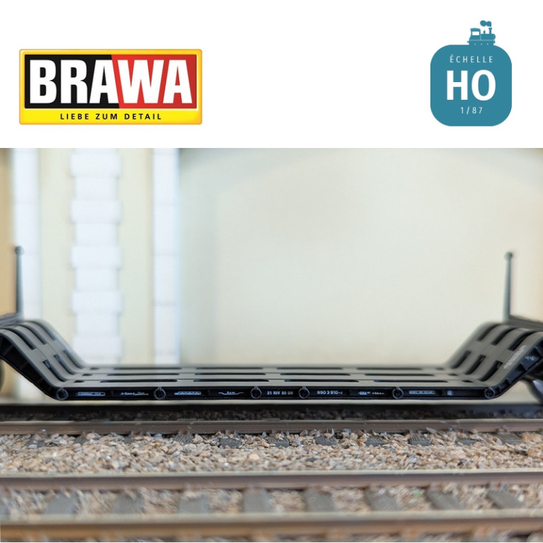 Wagon plat surbaissé à essieux type Uikk631 DB Ep IV HO Brawa 50801
