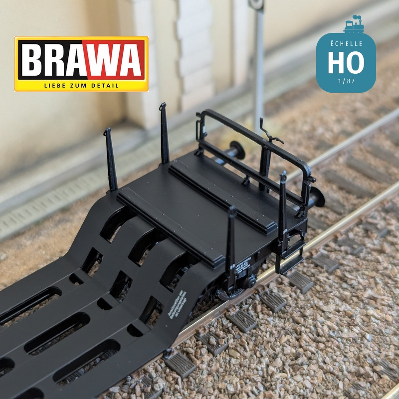 Wagon plat surbaissé à essieux type Uikk631 DB Ep IV HO Brawa 50801