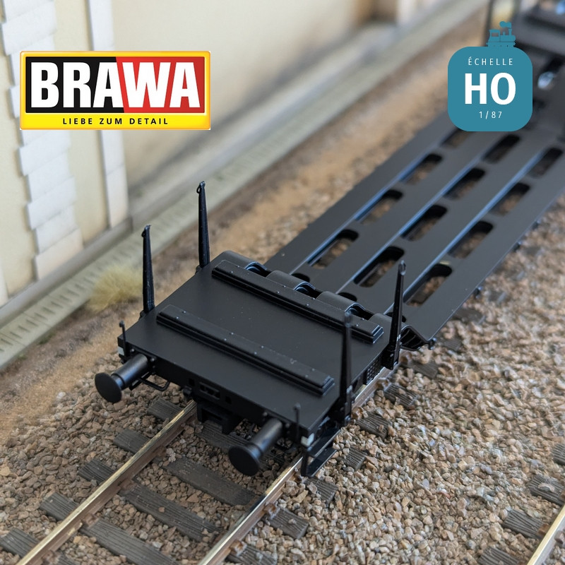 Wagon plat surbaissé à essieux type Uikk631 DB Ep IV HO Brawa 50801