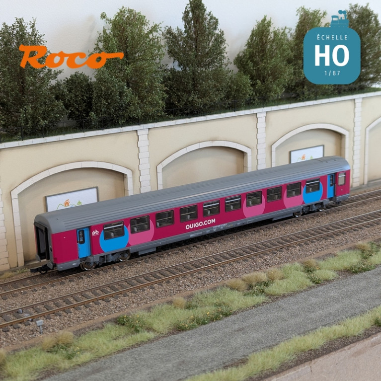 Set 2 voitures Corail VTU 2ème classe type B11tu Ouigo SNCF Ep VI HO Roco 6200024 - Maketis Set 2 voitures Corail VTU 2ème classe type B11tu Ouigo SNCF Ep VI HO Roco 6200024 - Maketis