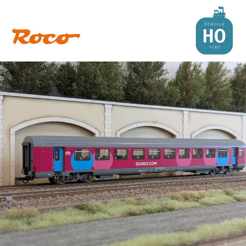 Set 2 voitures Corail VTU 2ème classe type B11tu Ouigo SNCF Ep VI HO Roco 6200024 - Maketis
